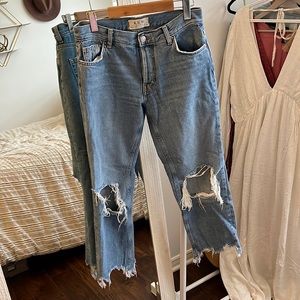 Free People MAGGIE wide leg boho distressed jeans